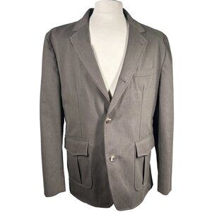 J.L. Powell 44R Gray Hybrid Utility Travel Blazer Jacket Zip Button Field Sport